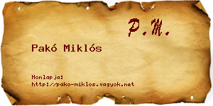 Pakó Miklós névjegykártya