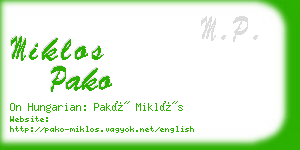miklos pako business card
